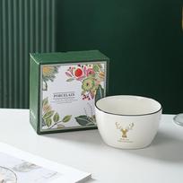 Company Launch Event Ceramic Bowl & Spoon Set - Souvenir Gift Box gray