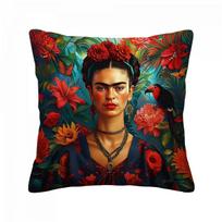 Frida Kahlo Art Pillow Cover Mexican Boho Cushion Case Colorful Floral Print Decorative Throw Pillow for Sofa Bedroom Home Decor 40x40cm red
