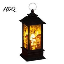 Retro Home Decor Halloween Night Light Vintage Battery Operated LED Lantern Simulated Flickering Flame Flexible Placement B black