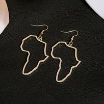 Creative African Map Irregular Dangle Earrings - Hollowed Line Fashion Statement. black
