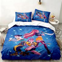 Kpop demon hunters 3pc set Perfect for bedroom use Comfortable bedding set includes a duvet cover and two pillowcases Ideal birthday or Christmas gift 140cmx210cm blue