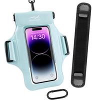 HAISSKY Apyrankė Mobiliajam Telefonui Vandeniui Atsparus Dėklas iPhone 17 16 15 14 13 12 Pro Max 15 Plus Plaukimui Banglenčių Sportui Nardymui Rankos Telefono Krepšys šviesiai mėlyna spalva