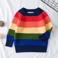 Vaikiškas vaivorykštės rašto megztinis – Unisex, šiltas, rudens/žiemos drabužis 3Y (100cm) red