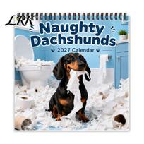 Thick Paper Activity Tracker Naughty Dachshunds Wall Calendar 2027, Funny Sausage Dog 12-Month Calendar, Hilarious 12 Month Daily Organizer A gray