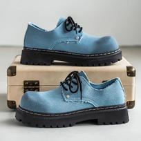 Vyriški britiško retro stiliaus plačiomis apvaliomis nosimis Derby batai Lauko verslo platforminiai vyriški batai Stambūs kasdieniai odiniai batai Zapatos Hombre 42 mėlyna