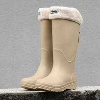 Madingi moteriški lietaus batai Neslystantys Stori padai Lauko ilgo aulio lietaus batai Atsparūs vandeniui Madingi Atsparūs dėvėjimuisi Virtuvės moteriški batai 41 beige