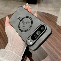 Luxury Leather Magsafe Case For Google Pixel 9A 10 9 Pro XL 8 7 Pro 8A 7A Magnetic Wireless Charging Armor Shockproof Cover For Pixel 10 10 Pro gray
