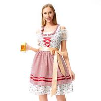 Women's Printed Beer Clothing Bavarian National Maid Dress 2XL rožinė