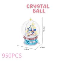 Fairy Tale Princess Castle Construction Block Music Box Merry-Go-Round Blocks Educational Toys Nanobricks With Light Collection white