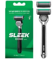 DORCO SLEEK Edge 6-Blade Manual Razor Handle Pack with 2 Replacement Cartridges gray