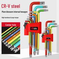 Plum Blossom Hexagon Star Screwdriver Set - T50 Extended 6-Key Wrench T10 Star-shaped Cr-V Medium Length red