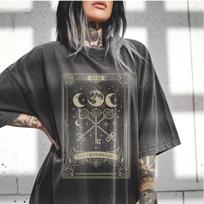 Hecate Shirt Witchy Goddess Pagan Moon Goddess Occult Spiritual Witchcore Graphic Tee 110 gray