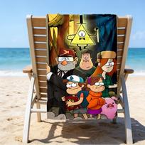 proof beach towel with a Gravity Falls pattern - soft,absorbent,quick-drying,machine washable - perfect for swimming,camping,bathing 70cmx140cm(27x55inch) beige