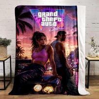 Grand Theft Auto VI Tropical Urban Design Warm blanket  Flannel blanket for bedroom, living room, sofa, and nap. 80x120cm(31*47in) pink