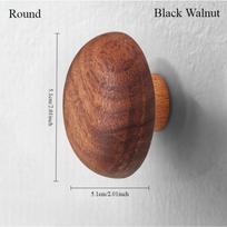 Nordic creative solid wood pebble-shaped cabinet door drawer handle black walnut