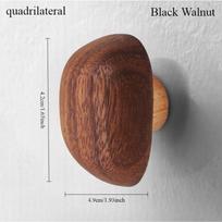 Nordic creative solid wood pebble-shaped cabinet door drawer handle black walnut