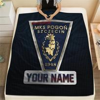 Custom Name Pogon Szczecin Flannel Blanket, High quality Comfortable for All Seasons, Home Decor, Warmth and Comfort 80cmx120cm