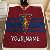 Custom Name Pogon Szczecin Flannel Blanket, High quality Comfortable for All Seasons, Home Decor, Warmth and Comfort 80cmx120cm
