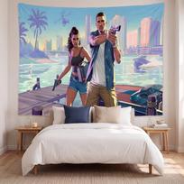 Grand Theft Auto (5) Art Wall Hanging Tapestry for Home Bedroom Living Room Decor Great Gift Idea 100cmx150cm gray