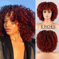 LISI HAIR Trumpi plaukai Afro Kinky garbanotas perukas su kirpčiukais moterims Sintetinio pluošto gradiento plaukų ombre Cosplay perukai 642-1b-350r orange
