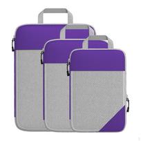 3 Pack Compression Packing Cubes, Travel Storage Bags, Space Saving, Organizer Cubes for violetinė