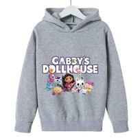 2025 New Children's Hoodie Cartoon Gabby Cat Hoodie Girls Casual Gabby Dollhouse Children's Clothing Top 100 gray