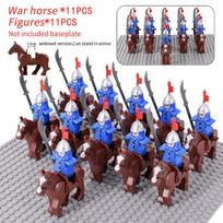 Ming Dynasty Knights Soldiers Cavalry Action Figure Accessories Helmet Armor Medieval Building Blocks Bricks Toys For Kids Gifts gray