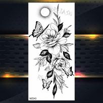 Violetinės rožės papuošalai Vandens pernešimo tatuiruotės lipdukai Moterų kūno krūtinės menas Laikina tatuiruotė Mergaitės juosmens apyrankė Blykstės tatuiruotės gėlė gray