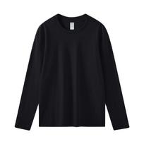Live Stream Gram Heavy Long-sleeved Shirt Men's and Women's Loose Solid Color Casual American Top White Bottoming Shirt XL black