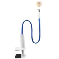 Table Tennis Training Machine with Large Clamp and Blue Rod for Technique Enhancement Includes 5 Copper Sleeve Balls white