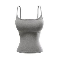 Celebrity Style Spaghetti Strap Slimming Top with Chest Pads Large šviesiai pilka spalva