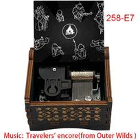 Žaidimas Outer Wilds Medinė muzikinė dėžutė 18 natų su sukamuoju mechanizmu Keliautojų Encore Muzikinis mechanizmas Speciali miela dovana draugų gimtadieniui (as the picture,Small)