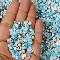 White and Blue Winter Sprinkles Polymer Clay Slice Mix Penguin Snowflake Pearls 5mm-500g/bag blue