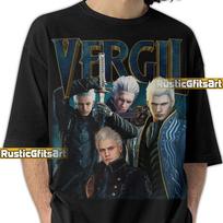 VERGIL SPARDA Devil May Cry Shirt, Vergil Sparda Custom T-Shirt, Devil May Cry Vintage Bootleg Merch, Vergil DMC Homage Retro Tees Fans Gift M gray