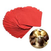 100pcs Practical Glossy Surface Foil Candy Wrappers Pre-Cut Aluminum Foil Chocolate Wrappers Candy Wrappers Valentine Christmas raudona