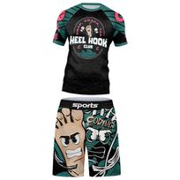 MMA šortai vaikiškiems kimonams, apsauginiai marškinėliai + kelnės BJJ gi berniukams, bokso, kvėpuojantys, spandeksas, kompresiniai sportiniai drabužiai, apsauginių komplektai 110 black
