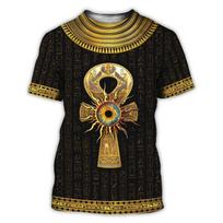 Senovės Egipto marškinėliai Egipto simbolis Faraonas 3D spausdinimas Vyrams Moterims Madingi Per dydį trumpomis rankovėmis T-shirt Vaikams Marškinėliai Viršutiniai drabužiai S black