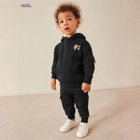 Casual Hooded Kids Set - Long Sleeve Sweatshirt Outfit 110 juoda