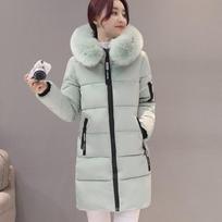 Moteriška žieminė parka su kailiniu apykakliu ir gobtuvu, madinga, su raidžių aplikacija, užsegama užtrauktuku, su kišenėmis, ilga, elegantiška, liekninanti, šilta, stora, moteriški paltai XXXL