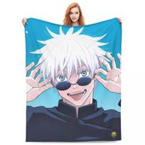 Gojo Satoru Antklodės Flanelinės Vasarinės Oro Kondicionieriaus Anime Jujutsu Kaisen Minkštas Mesti Antklodė Lovai Miegamojo Lovatiesė 75x90cm blue