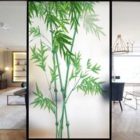 Kinų stiliaus bambuko vitražinės plėvelės Privatumo langų plėvelė   Statiškai prilimpantys namų dekoratyviniai matiniai langų lipdukai 45x90cm
