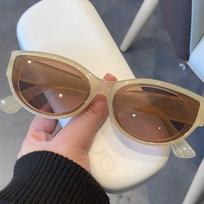 Fashion Cat Eye sun glasses Vintage Outdoor Oval Frame sun glasses Sun Shades Glasses Travel Street Style Elliptic Square Eyewear brown