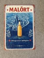 Malort Čikagos paspaudimas Metalinis ženklas 12 Barų Plakatas Barmenas Chitown 20x30cm（7.8x11.8inch） blue