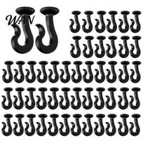 Plastic Curtain Hooks 50/100Pcs Gazebo Hook, Heavy Duty Mosquito Netting Track Black for Outdoor Hotel, Accessories Durable 50pcs C black