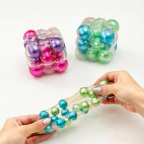 Kūrybiškas minkštas Rubiko kubas kubinis Fidget žaislas ASMR spalvotas perlinis kamuoliukas blokas minkomasis žaislas smagus anti-stresinis sensorinis suaugusiųjų dovanos beige