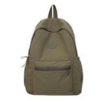 Schoolbag new simple casual backpack Korean version solid color versatile fashion backpack junior high school high school college student campus armijos žalia spalva