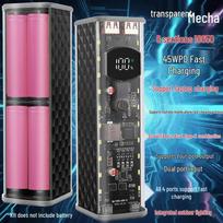 PD45W Transparent DIY Laptop Power Bank Shell - 8-Section 18650 Solderless Battery Box Kit blue