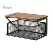 Coffee Pods Holder Station Organizer with Drawer, Tiered Bar Organizer, Wooden Top Shelf, Countertop Storage Rack Wire Mesh Drawers for Tea S juoda