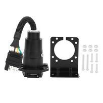 6-24V Trailer Adapter Plug 7 Way Round Waterproof 4 Pin to 7 Pin Adapter 4 Way Flat Waterproof Connector Vehicle Wiring Trailer Adapter Plug black