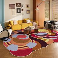 Dopamine Color Living Room Decoration Washable Lounge Floor Mat Large Carpet Irregular Shape Rugs for Bedroom Home Anti-slip Rug 80x160cm brown